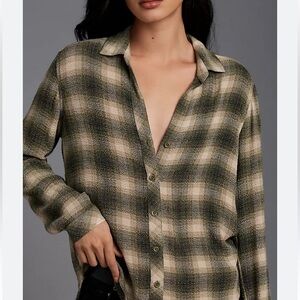 Cloth & Stone Anthropologie Long Sleeve Flannel Shirt Button Up